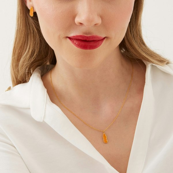 Spero London Molten Dripping Coral and Amber Sterling Silver Gold Plated Earrings