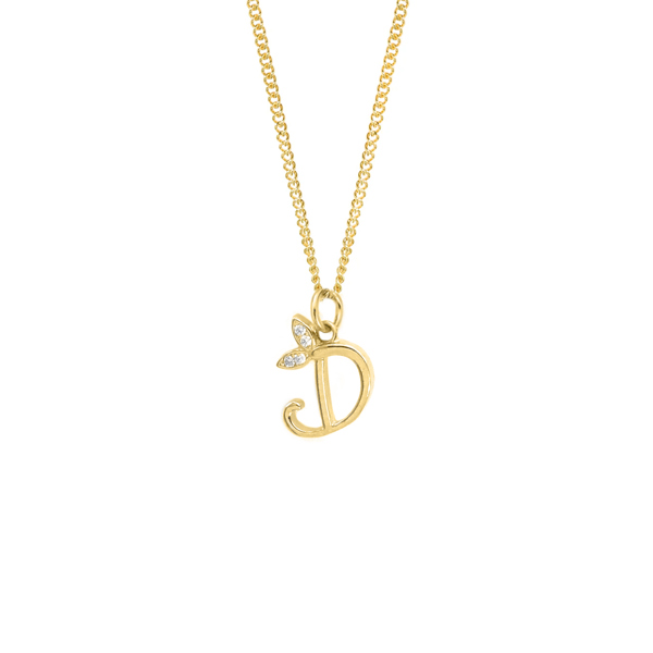 Say It With Dainty Winged Initial Charm Necklace - Sterling Silver