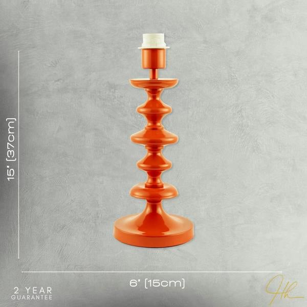 Modern Vivid Orange Gloss Table Lamp Base with Chic Round Step Design Image 7