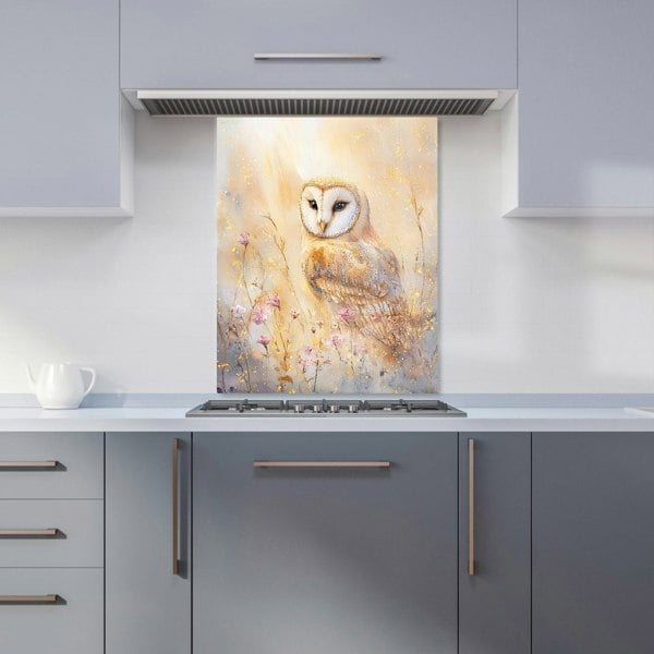 Warren Reed Owl in Meadow Glass Kitchen Splashback - 00013