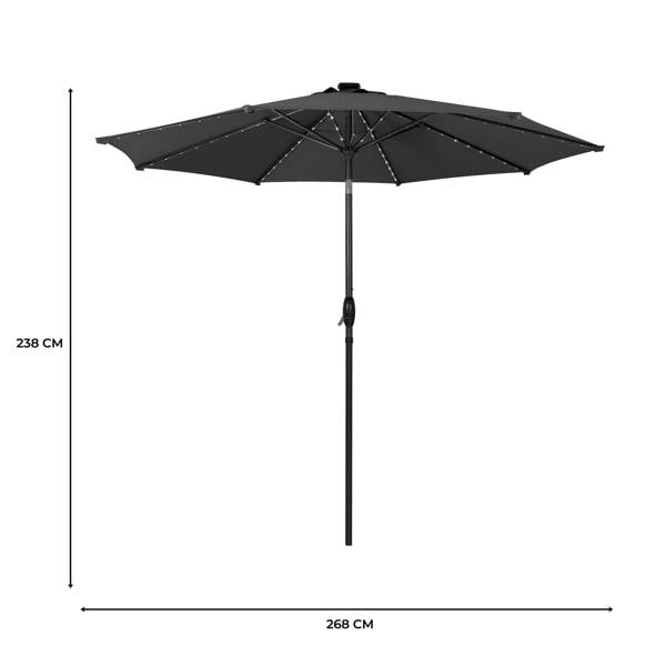 Jardi LED Tilt Parasol 2.7m – Grey