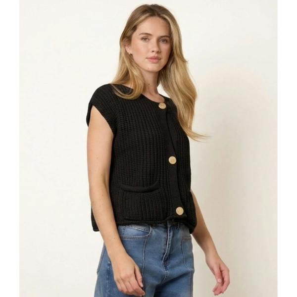 Blue Vanilla Two Pocket Knitted Waistcoat