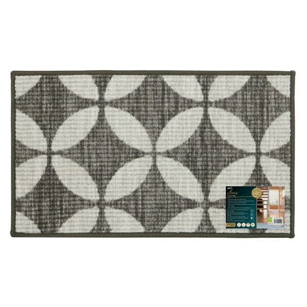 JVL Fiora Machine Washable Door Mat, 44x75cm, Pewter