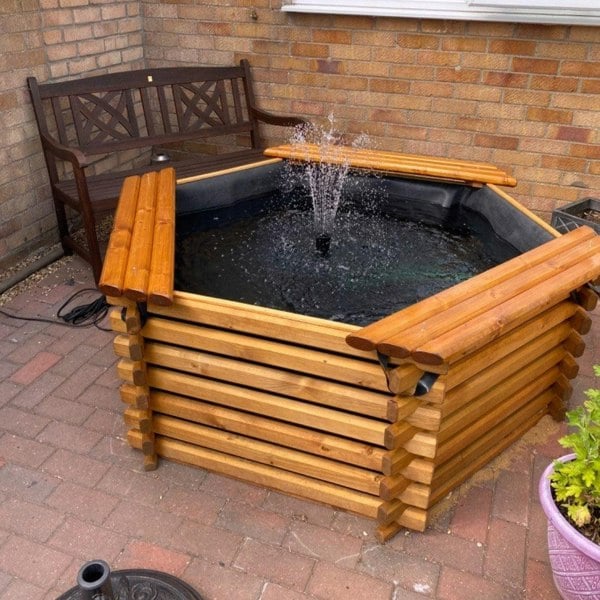 5.6ft 175 Gallon Hexagonal Wooden Norlog Pond, 620mm high