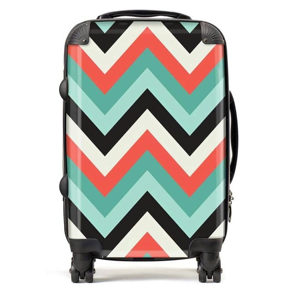 Warren Reed Geometric Colored Chevron Pattern Suitcase