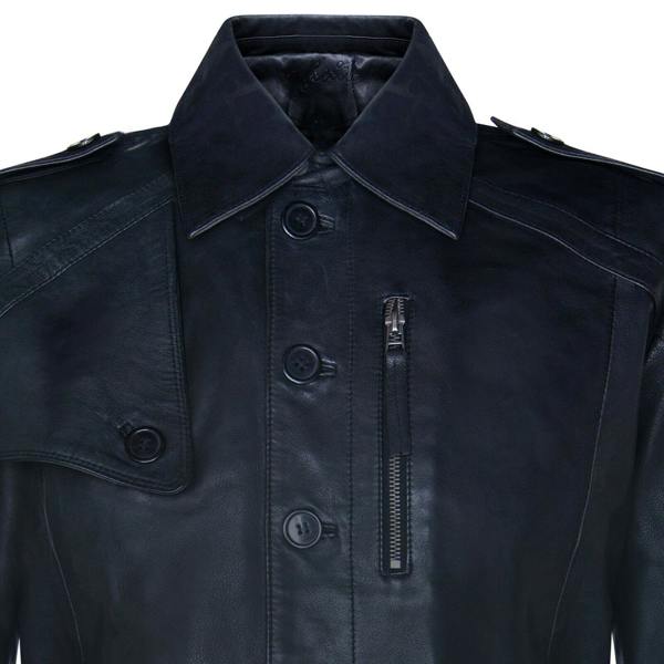 Infinity Leather Mens Soft Long Military Trench Distressed Leather Coat