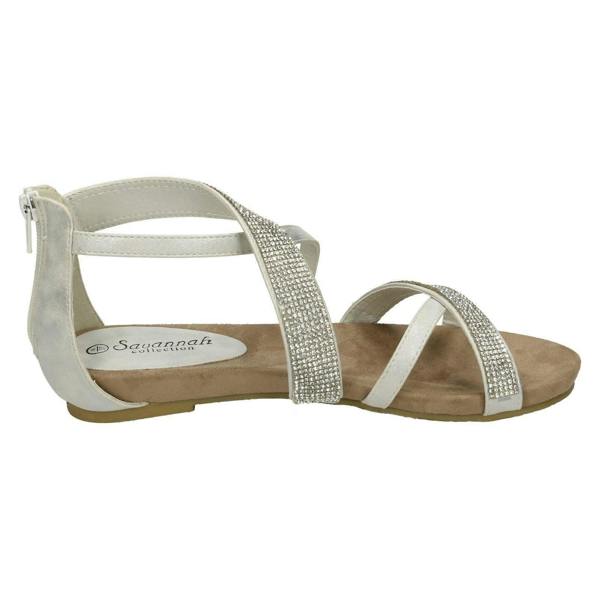 Savannah Ladies Savannah Low Wedge Diamante X Strap Sandals