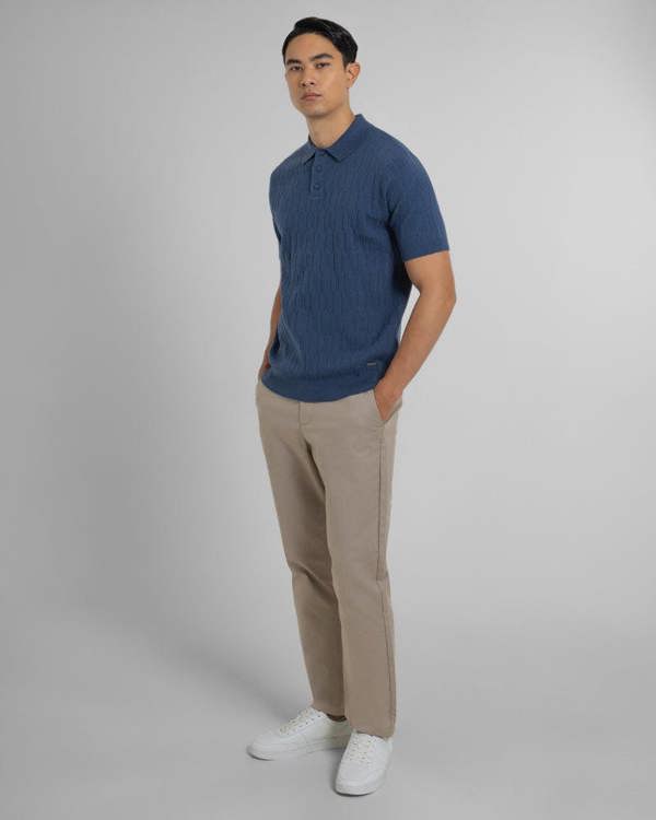 Steel & Jelly Tarvin - Geo Texture Knitted Polo Shirt