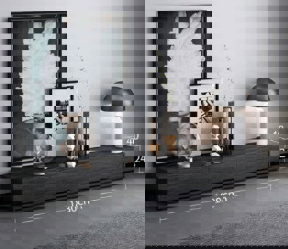 Agnes TV Stand, Black Oak-Weilai Concept-TV Stand A (180cm)-Weilai Concept