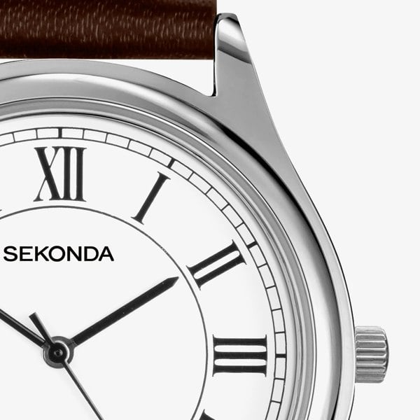 Sekonda Mens Evans Brown Leather Strap Watch 30249