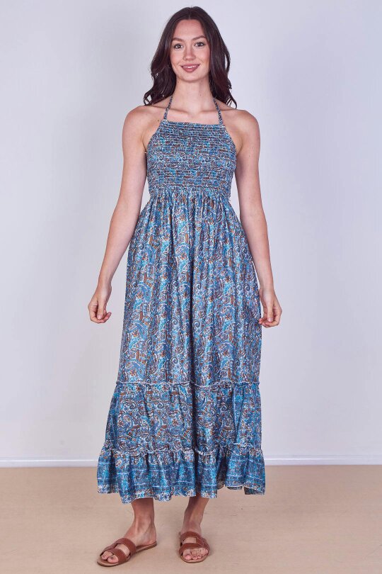 Boho Paisley Halterneck Maxi Dress