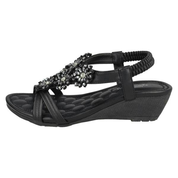 Savannah Ladies Savannah Mid Wedge Strappy Sandals F10792