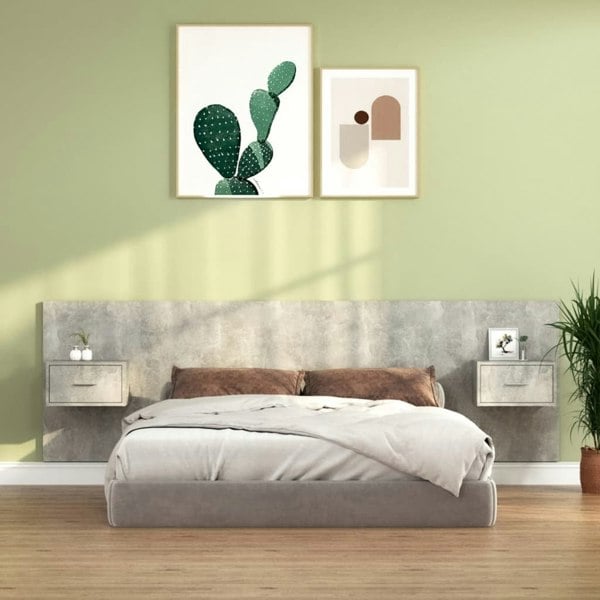 Berkfield Bed Headboard with Cabinets Concrete Grey Engineered Wood