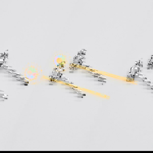 diamante hair grips gold