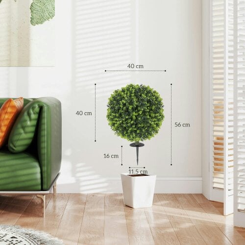 Wyld Haus Kevalo Set Of 2 Artificial Boxwood Ball Bushes With Ground Stakes For Garden And Balcony Use 40cm