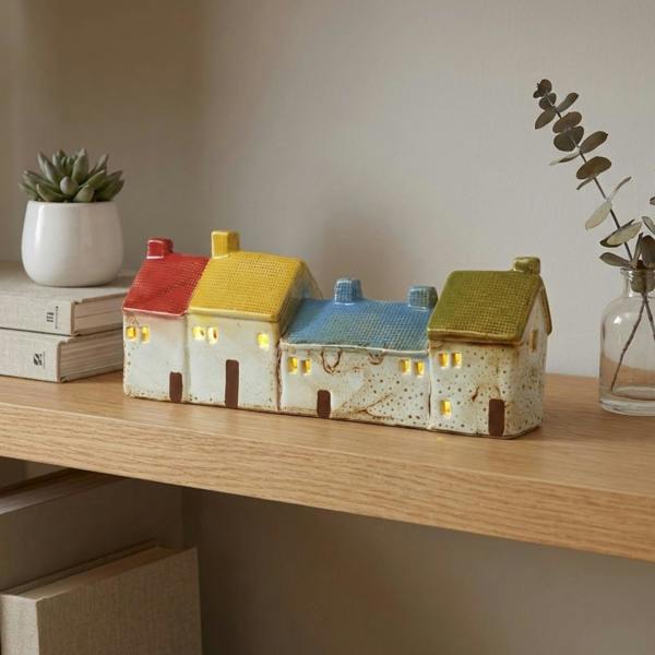 Garden Greatness Colourful Light Up Ceramic Houses