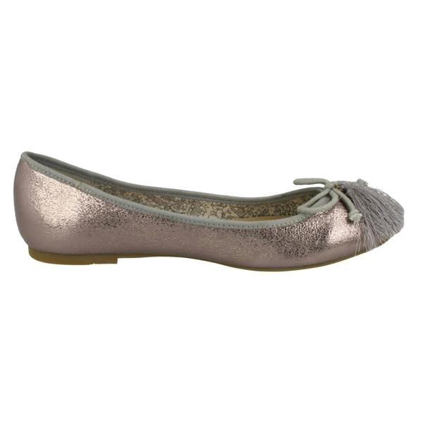 Spot On Ladies Spot On Flat Ballerinas With Tassel Bow Trim