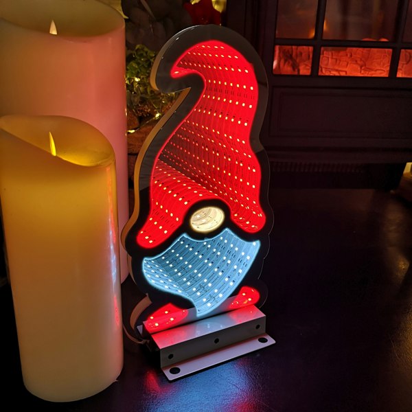 Samuel Alexander 30cm Infinity Light up Christmas Gonk Decoration with Red & White LEDs on Metal Base
