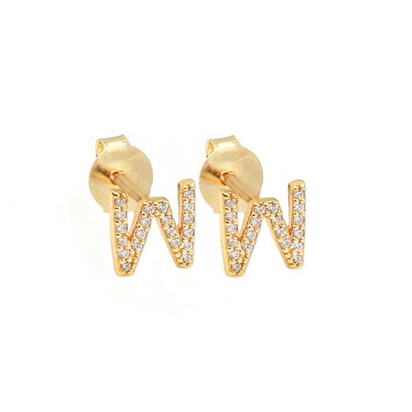 Say It With Dainty Initial Earring Pair - Yellow Gold