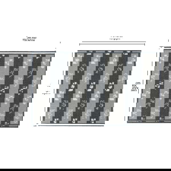 JVL Machine Washable Pet Mat 40×70 cm – Absorbent Indoor Dog & Cat Mat for Feeding Stations, Food Bowls & Entryways – Classic “Paw Prints” Design