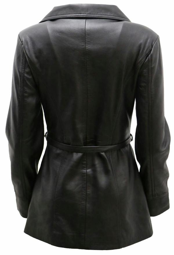 Womens Md Length Leather Biker Jacket-Okehampton - Upperclass Fashions 