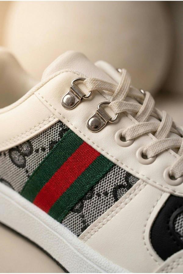 Pearl Patterned Panel Lace Up Trainers - Black