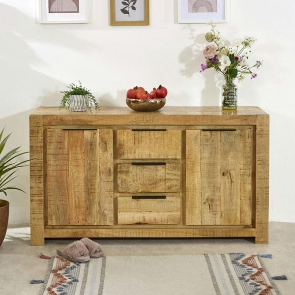 IH Design Valor Mango Wooden Large Sideboard   2 Door & 3 Drawer