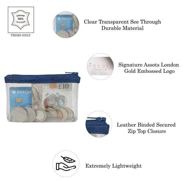 Assots London 'DINAH' Transparent Zip Top Blue Iris Coin Purse