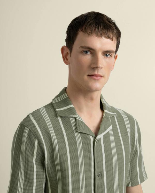 Larsson & Co Hannes - Waffle Stripe Short Sleeve Shirt