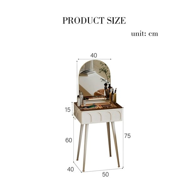 Aisha Slimline Dressing Table For Narrow Space, Cream-Rit Concept-Rit Concept