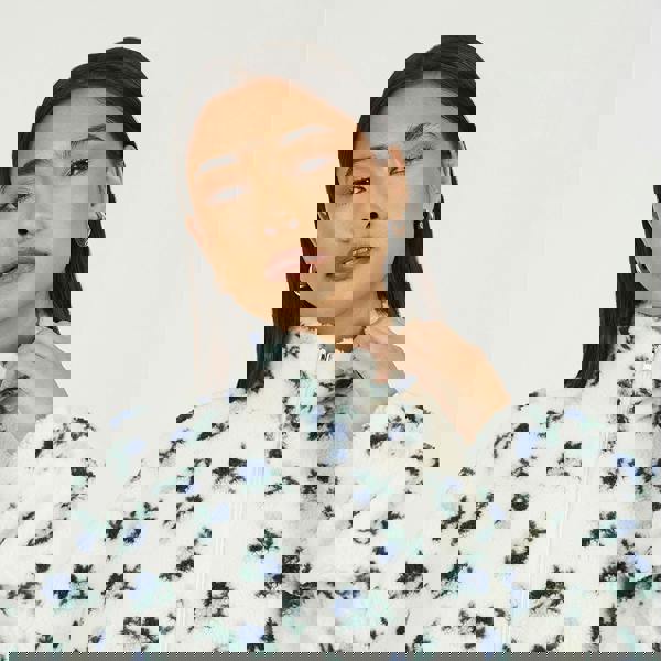 Brave Soul Cream Floral Print Zip Through Sherpa Fleece With Matching Scrunchie - Cream Image 4