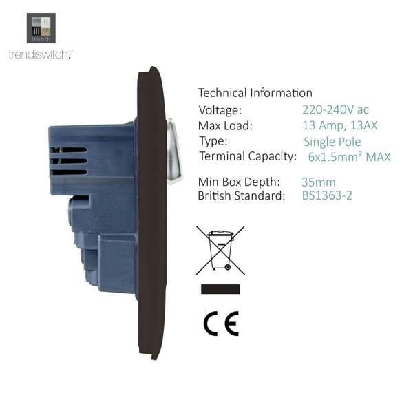 Trendi Switch 2 Gang 4 Port USB 2100mA Plug Socket in Dark Mocha Brown