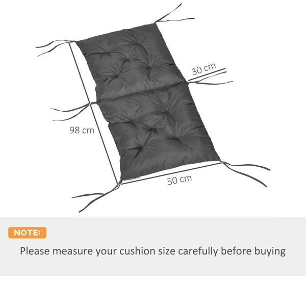 Dark grey tufted seat cushion, 98 x 50 x 30 cm with attached ties