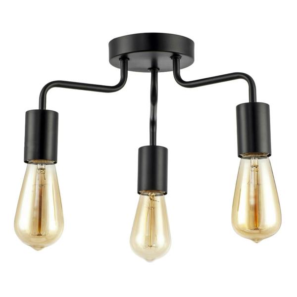 Matte Black Semi Flush Ceiling Light to Showcase Filament Bulbs Image 3