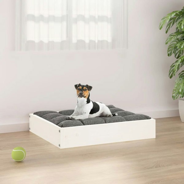 Berkfield Dog Bed White 51.5x44x9 cm Solid Wood Pine