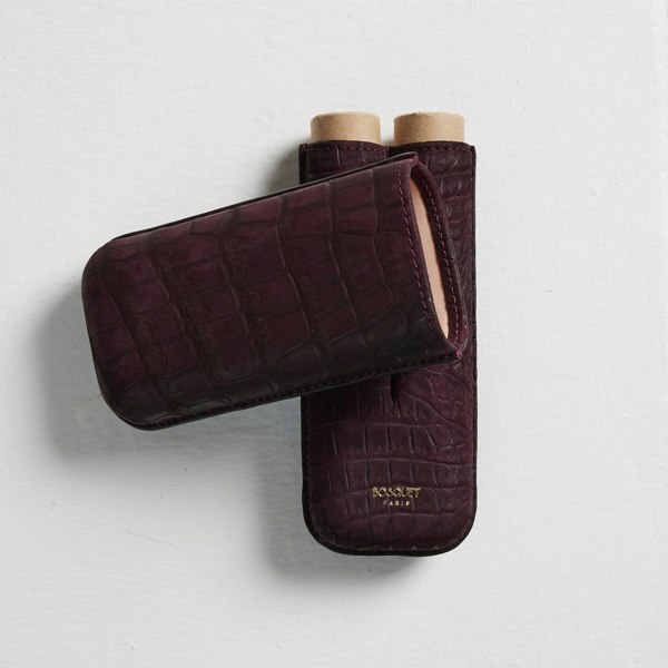 Bosquet Paris Genuine Crocodile Leather Cigar Case for 2 - Velvet Purple