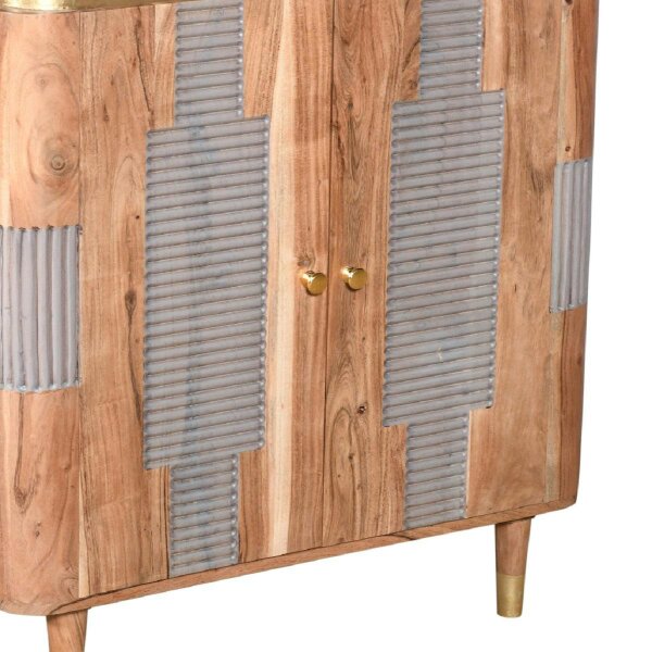 Wyld Haus Idaho Natural Acacia Wood and Brass 2 Door Cabinet