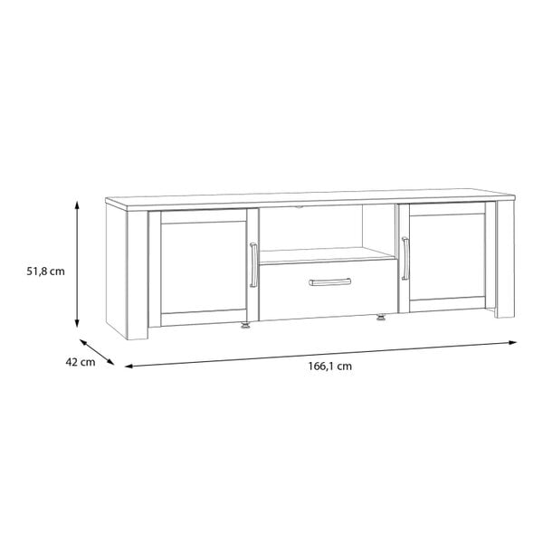 Wyld Haus Bramblecroft Grey and Natural Oak Wood TV Unit 2 Door 1 Drawer