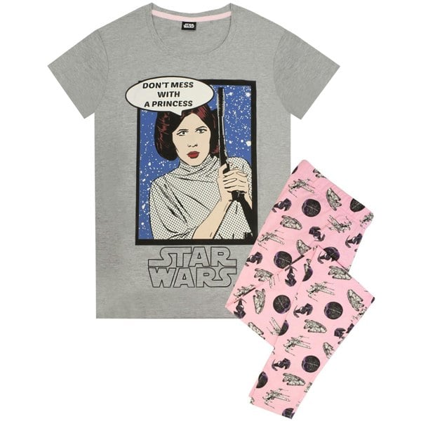 Star Wars Womens/Ladies Princess Leia Pyjama Set - Grey/Pink
