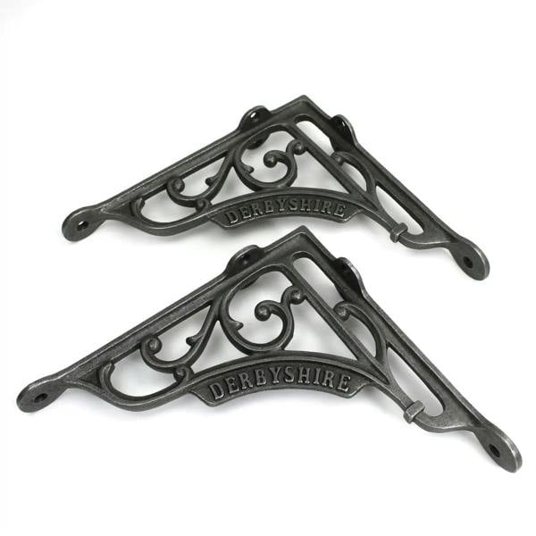 Pair of Antique Cast Iron Victorian Style Derbyshire Shelf Brackets
