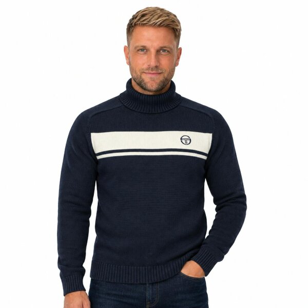 Sergio Tacchini Damarindo Knitted Turtle Neck Jumper Gardenia/Maritime Blue
