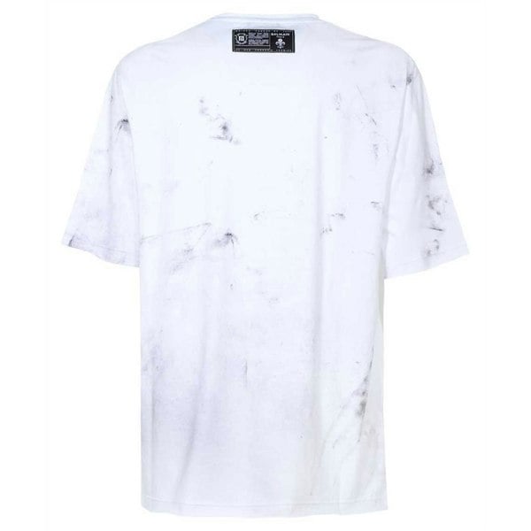 BALMAIN YU1EH035GB83 Balmain Sketch Drawing Logo White T-Shirt EAB WHITE T-SHIRT MALE S