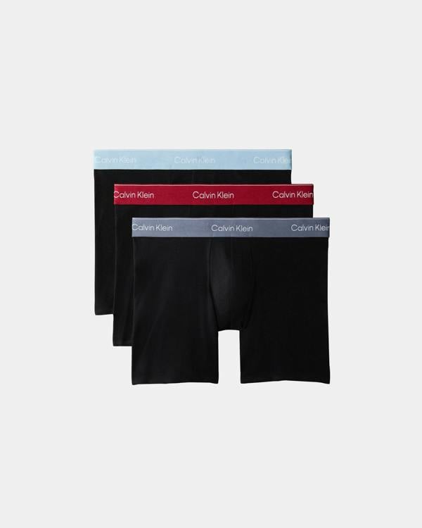 Calvin Klein 3 Pack Icon Cotton Stretch Mens Boxer Briefs - Black/Rio Red/Forget Me Not