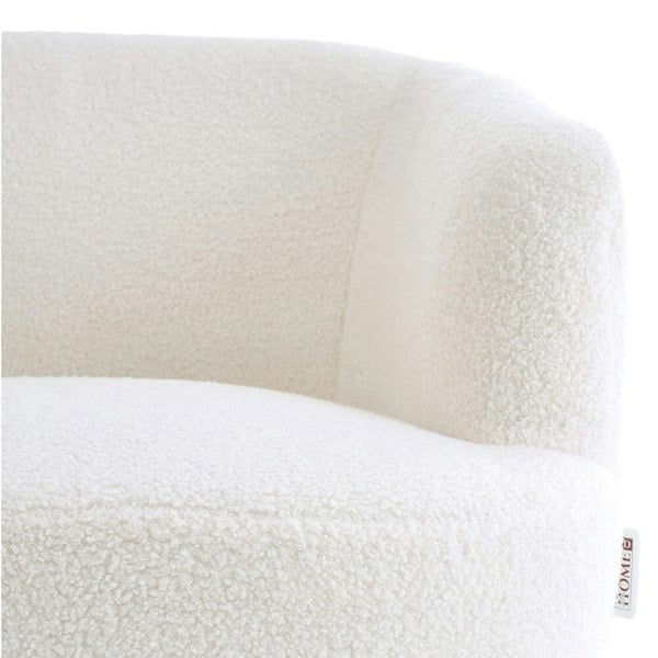 White Boucle Teddy Fabric Armchair with Metal Legs Tub Chairs Living and Home