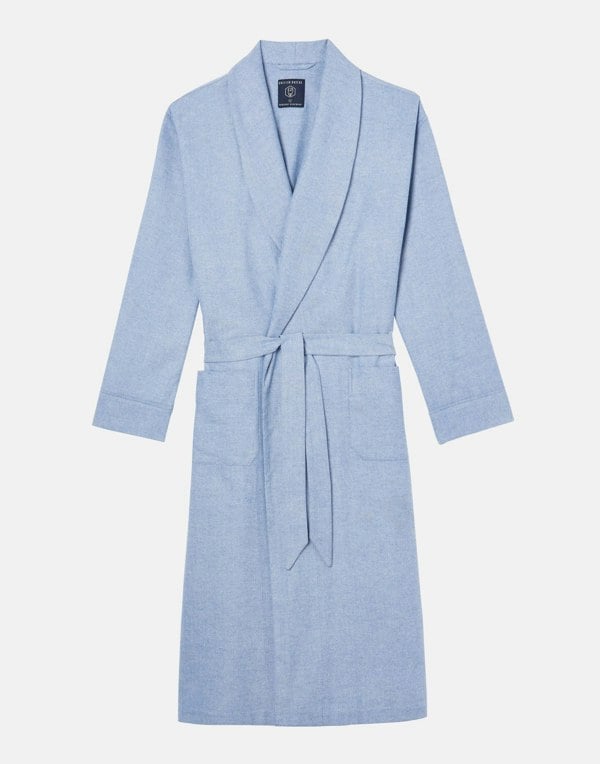 British Boxers Men's Brushed Cotton Dressing Gown – Staffordshire Blue Herringbone