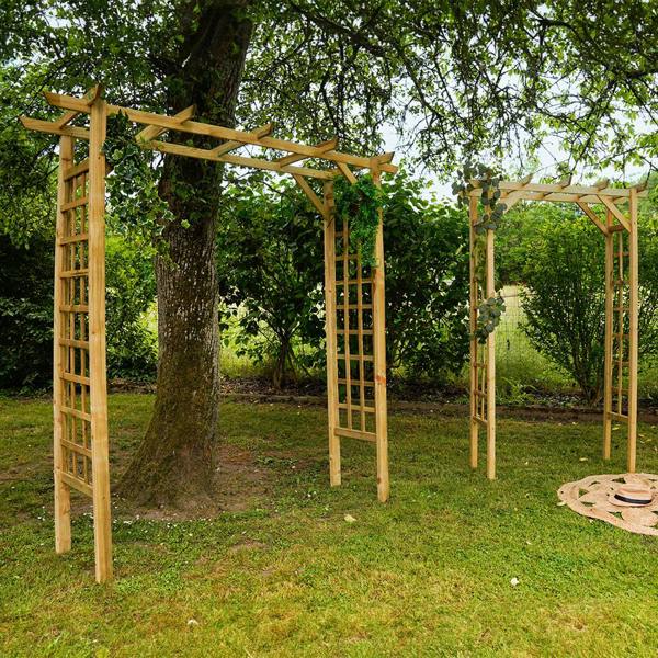 Cerland Passiflore Flat Top Garden Arch 2.14m Pressure Treated Wooden Arch