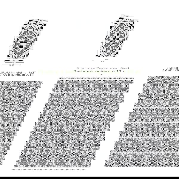 WALPLUS WT1540 - Seamless Antique Floral Tiles Design Wall Stickers Set 2 - 15 x 15 cm (6 x 6 inches) - 24 pcs