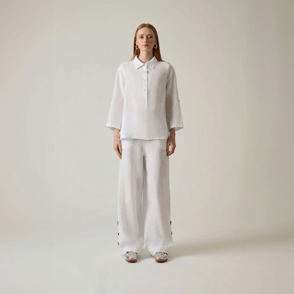 James Lakeland White Linen Blouse