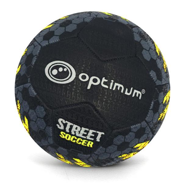 Street Football – Yellow, tyre-grip Korean rubber match & training ball, all surfaces, Sizes Mini–5 - Optimum
