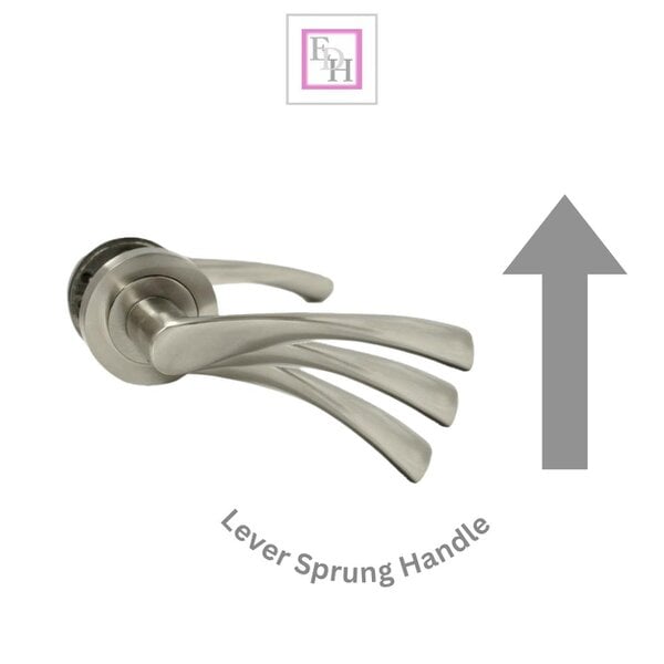 EDH Door Hardware Satin Nickel Twist Door Handles + Latches Set Internal Lever on Rose 1 Pair